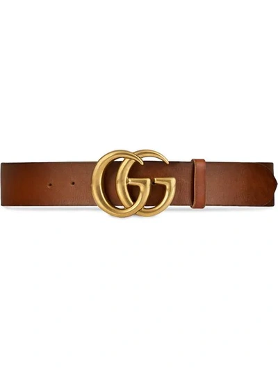 Shop Gucci Interlocking Gg Buckle Belt - Brown