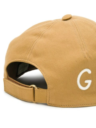 Shop Gucci Loved Embroidered Cap In Brown