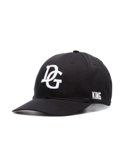 Shop Dolce & Gabbana Black And White Dg Logo Baseball Cap