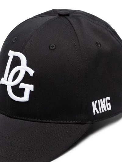 Shop Dolce & Gabbana Black And White Dg Logo Baseball Cap
