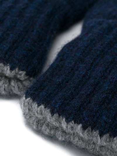 Pringle Of Scotland Gloves With Ribbed Details In Blue