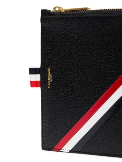 Shop Thom Browne Leather Zippered Document Holder In Black