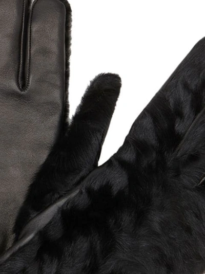 Shop Fendi Ff Logo Appliqué Gloves In F0qa1-black