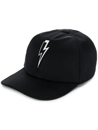 Shop Neil Barrett Lightning Bolt Cap In Black