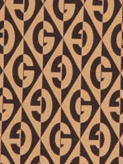 Shop Gucci G Rhombus Print Silk Tie In Brown