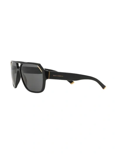 Shop Dolce & Gabbana Tinted Aviator Sunglasses In 501/87 Shiny Black