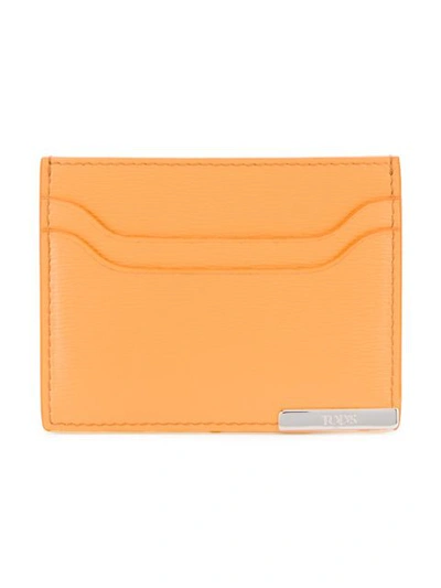 Shop Tod's Logo Plaque Card Holder In Yellow