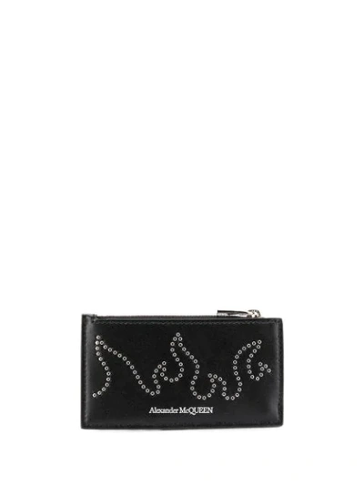 Shop Alexander Mcqueen Studded Flame Cardholder In Black