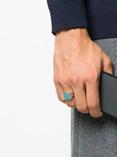 Shop Tom Wood Cushion Turquoise Ring In Silver