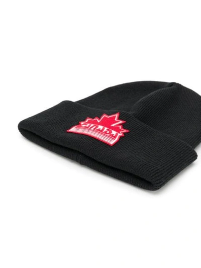 Shop Dsquared2 Maple Leaf Patch Beanie In Black