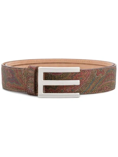 Shop Etro E Buckle Belt In Brown