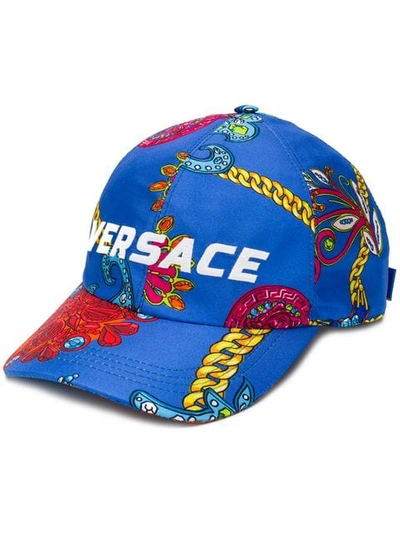 Shop Versace Gioielleria Jetés Print Baseball Hat In Blue
