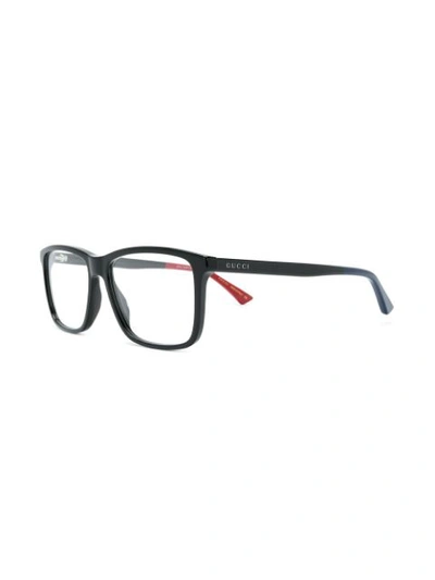 Shop Gucci Rectangular Frame Glasses In Black