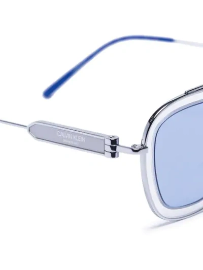 Shop Calvin Klein 205w39nyc Aviator Sunglasses In Blau