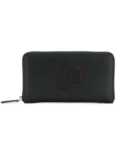 Shop Versace Perforated Medusa Wallet - Black