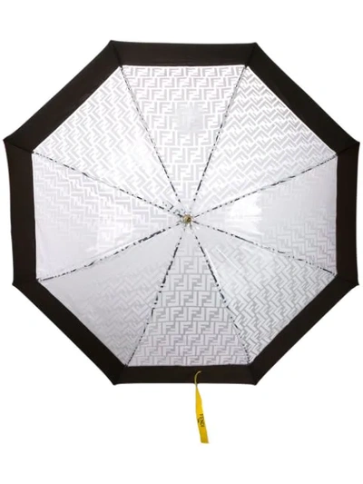 Shop Fendi Ff Motif Umbrella In Brown