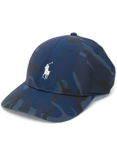 Shop Polo Ralph Lauren Camouflage Print Baseball Cap In Blue