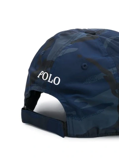 Shop Polo Ralph Lauren Camouflage Print Baseball Cap In Blue