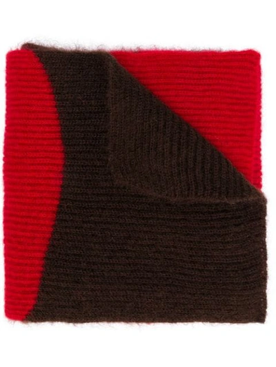 Shop Marni Two-tone Striped Scarf In Red