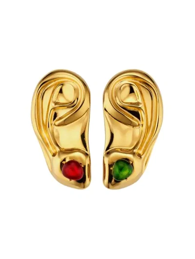 Shop Gucci Ear Shaped Earrings In Gold