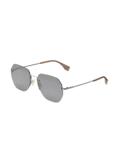 Shop Fendi Geometric-frame Sunglasses In Black
