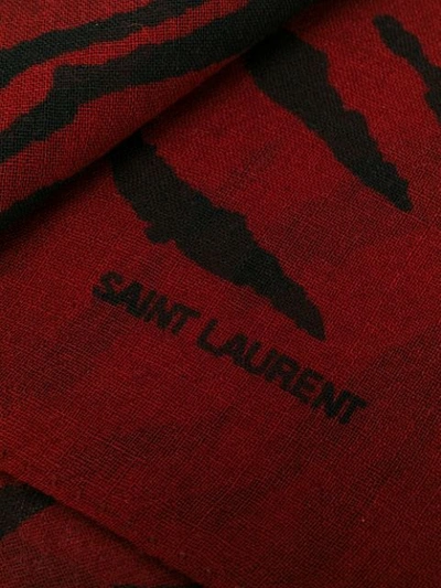 Shop Saint Laurent Tiger Print Bandana In Red