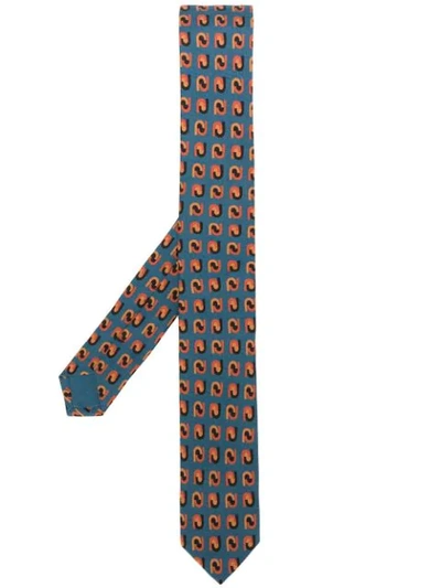 Shop Prada Printed Tie - Blue