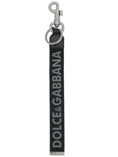 Shop Dolce & Gabbana Branded Tag Keyring - Black