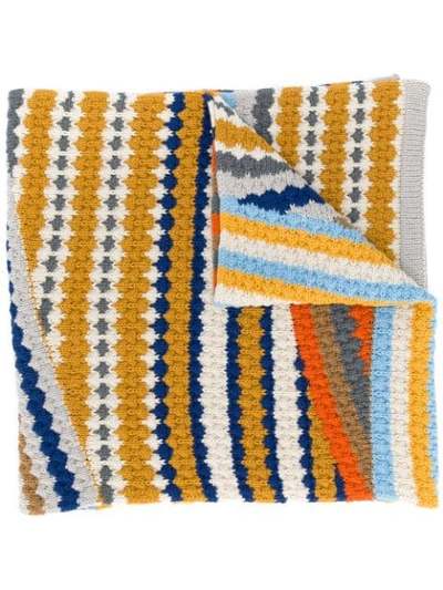 Shop Missoni Stripe Patterned Scarf In Yellow ,blue
