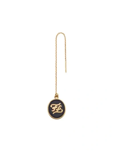 Shop Fendi Ff Logo Embossed Earring In Gold