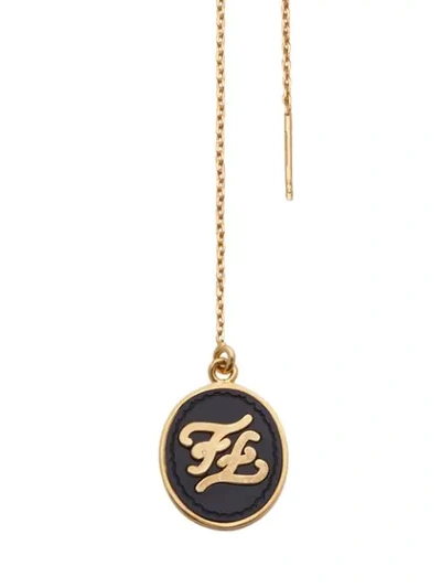 Shop Fendi Ff Logo Embossed Earring In Gold