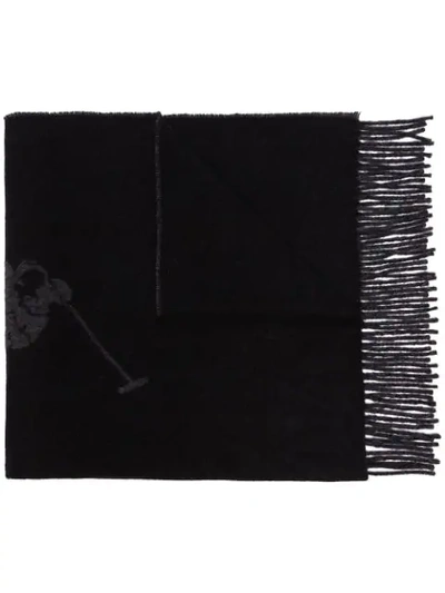 Shop Polo Ralph Lauren Logo Intarsia Knit Scarf In Black