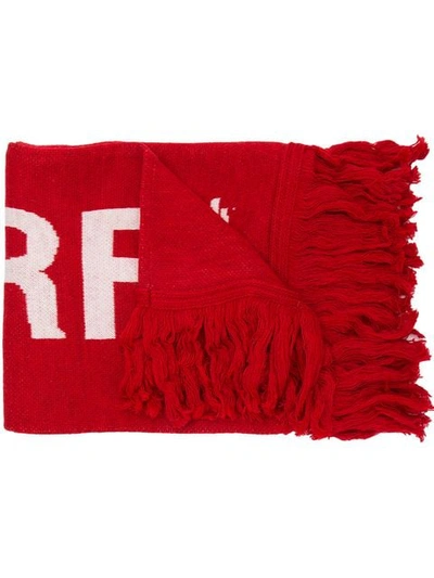 Shop Off-white Logo Print Scarf - Red