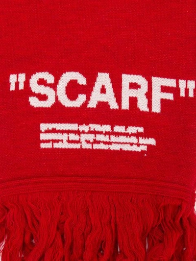 Shop Off-white Logo Print Scarf - Red