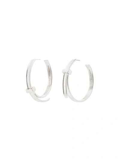 Shop Ambush Cable-tie Hoop Earrings In Silver