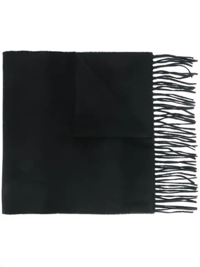 Shop Moschino Logo-print Fringed Scarf In Black