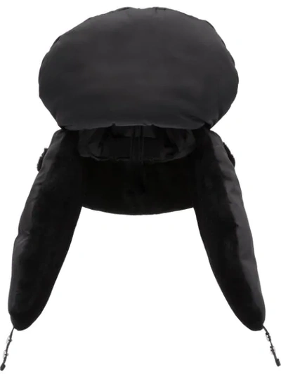 Shop Prada Contrast Texture Trapper Hat In Black