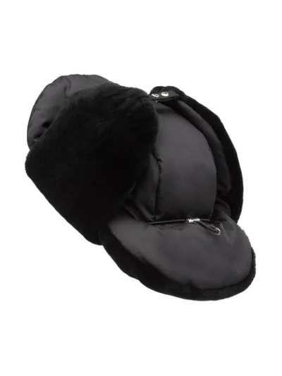Shop Prada Contrast Texture Trapper Hat In Black