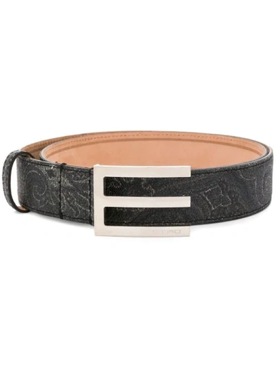 Shop Etro Front Logo Embellished Belt In Black