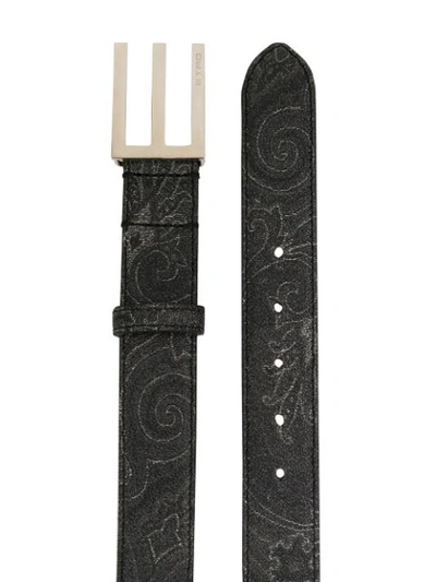 Shop Etro Front Logo Embellished Belt In Black