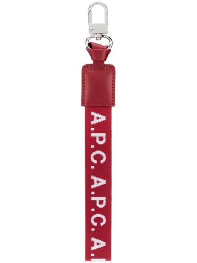 Shop Apc A.p.c. Logo Keyring - Red
