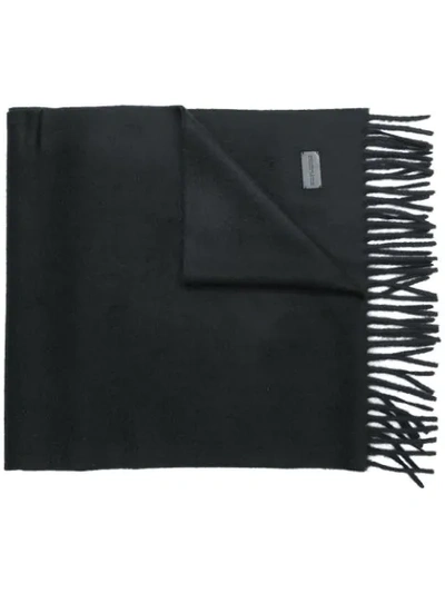 Shop Saint Laurent Logo Patch Fine Knit Scarf In Black