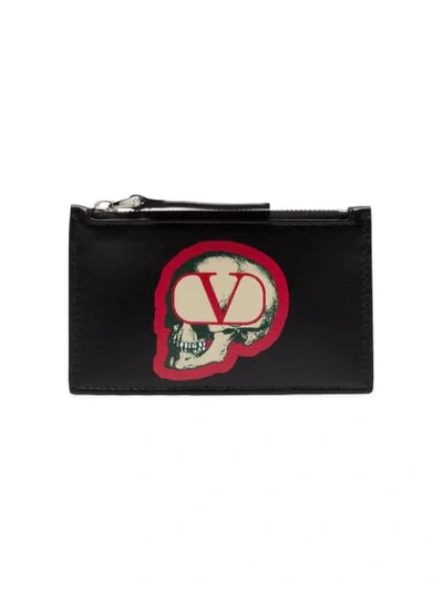 Shop Valentino X Undercover Skull Logo Cardholder In Black