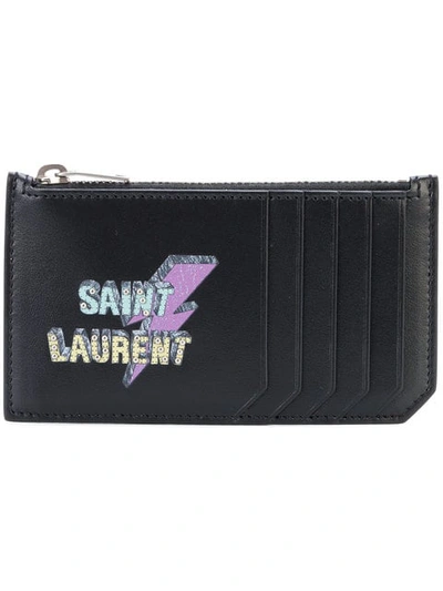 Shop Saint Laurent Fragments Eclair Studded Cardholder - Black
