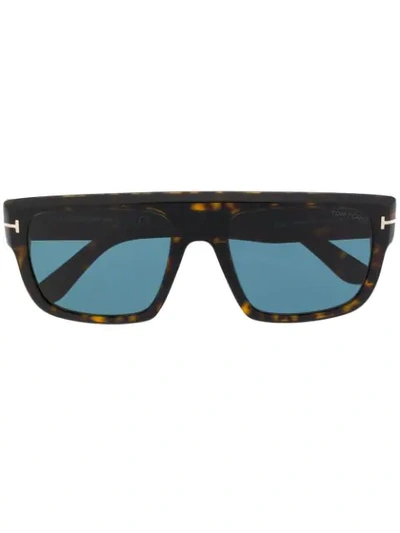 Shop Tom Ford Alessio Rectangular Sunglasses In Brown
