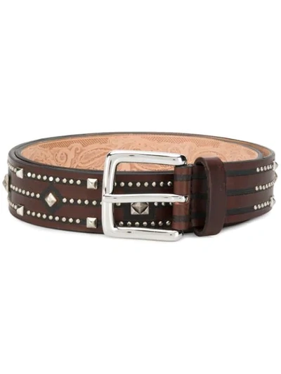 Shop Etro Studded Belt In Brown