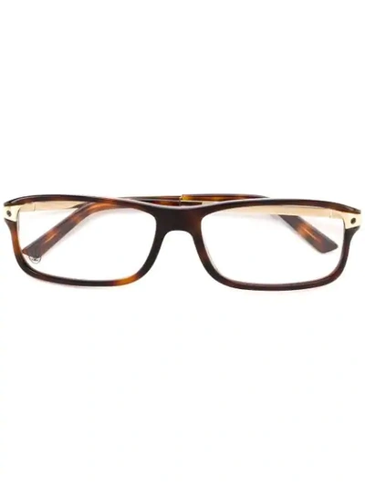 Shop Cartier 'santos' Glasses - Brown