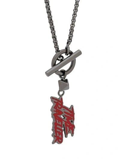 Shop Valentino Garavani Rockstud Chain Pendant Necklace In Metallic