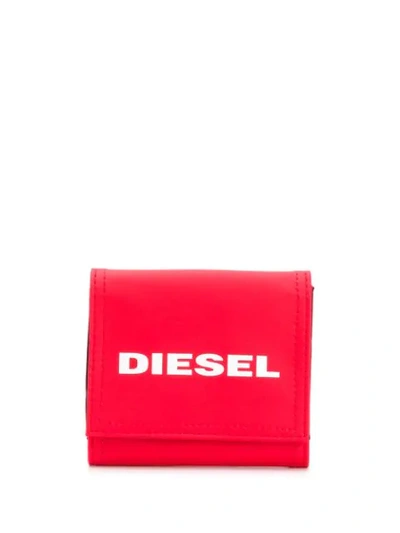 Shop Diesel Lanyard Micro Wallet In T4032 Red