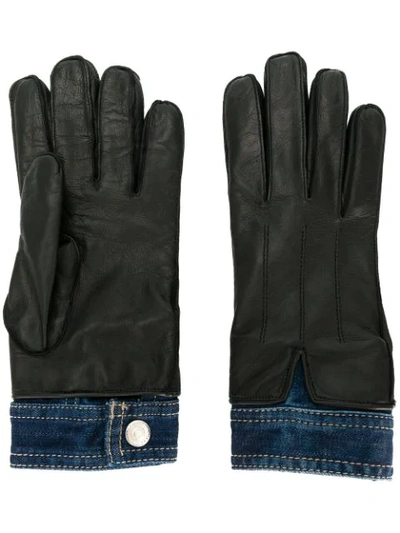 Shop Dsquared2 Denim Insert Gloves - Black
